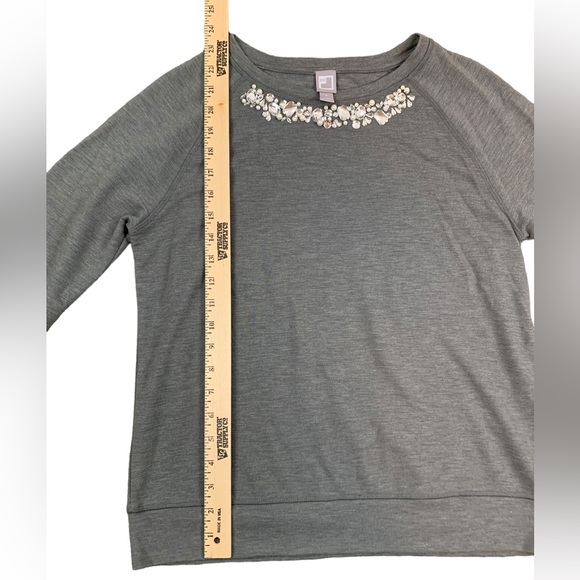 ❤️ JCPenney Sweatshirt Size S Rhinestones collar Long Sleeve Polyester Rayon - Picture 4 of 13